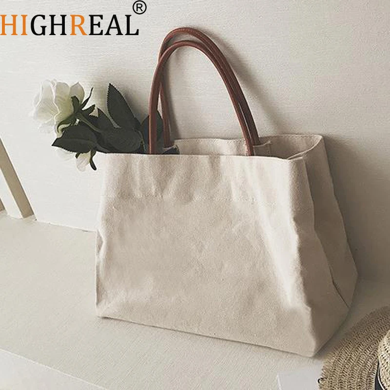 Large Shopping Bag Jumbo Canvas Totes Beach Bag Shoulder Bag Summer White Casual Totes 2018 Fashion Beige White Color