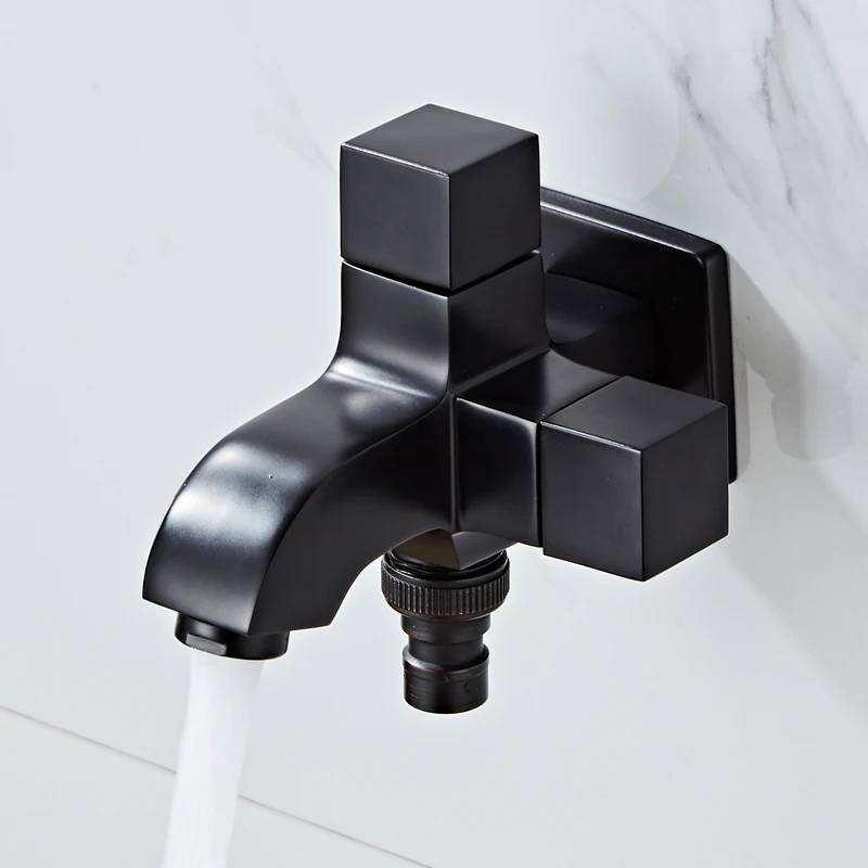 Bibcock Faucets Golden/Black Brass Wall Mounted Double using Bathroom Washing Machine faucet Outdoor garden mixer Basin Tap