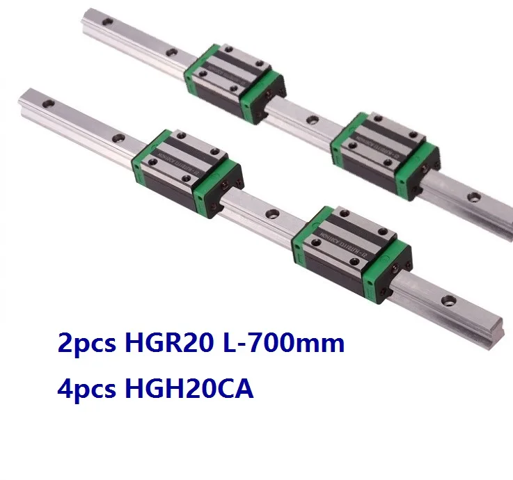 

2pcs China made HGR20 L-700mm linear guide/rail + 4pcs HGH20CA linear narrow blocks for CNC router parts