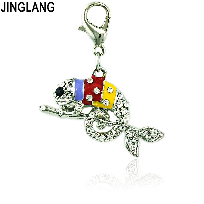 JINGLANG Wholesale Color Crystal Fashion Charms Lobster Clasp Accessories Jewelry Animals Alloy Bracelet Pendant accessori 1 Psc