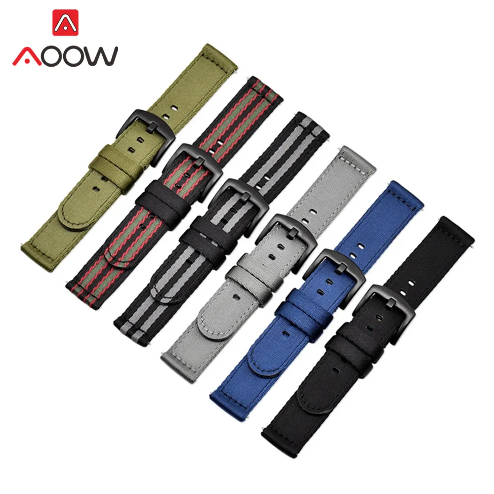 Nylon Strap 18mm 20mm 22mm 24mm for Samsung Galaxy Watch Active2 40mm 44mm Gear S2 Active2 Huawei Canvas Watchband Band Bracelet