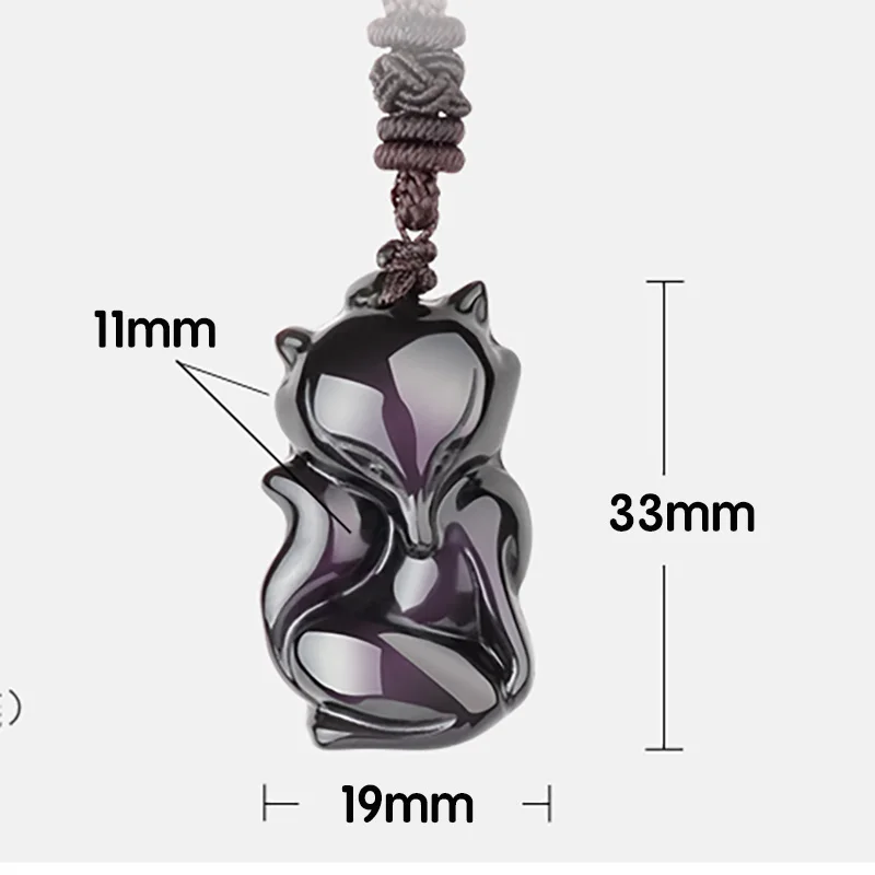 Natural Stones Obsidian Eyebrow Fox Pendants With Lucky Chain Jewelry Unisex Rainbow Eye Fox Pendant Necklace For Men Women New