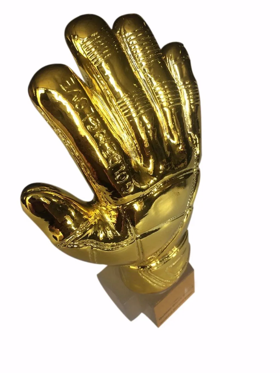 

hot sale Glove Football Trophy Customized Electroplate Goalkeeper Medal 26cm Resin Gold Glove Trophies And Aw