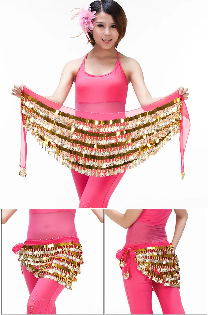 Schwere 5-lagige Münzen Gürtel Bauchtanz Kostüm Hüfttuch Wrap Taillenband Indien Tänzerin Mehrfarbiger Tanzgürtel Hüfttuch – Detail 17