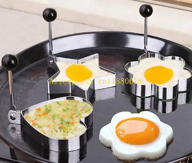 

100pcs/lot Fast Shipping Wholesale Cook Fried Egg Pancake Stainless Steel Heart Shaper Mould Mold Kitchen Tool Rings