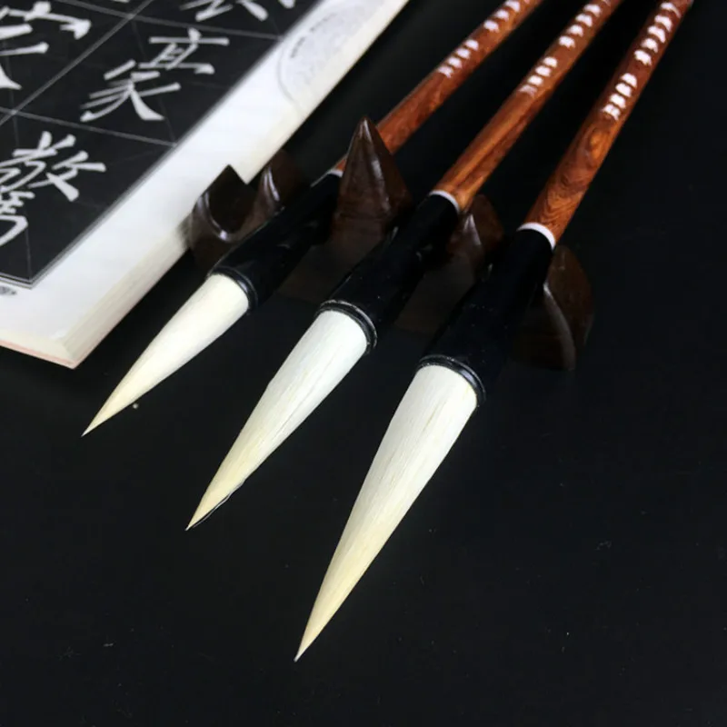 3pcs/set Woolen Writing Brush Regular Script Writing Brush Special Calligraphy Pen for Chinese Painting Student Calligraphy Pen