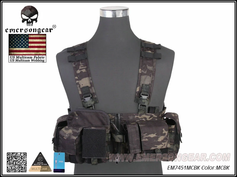 emersongear-UW Gen V-Split Front Chest Rig, Airsoft Combat Vest, Multicam, Black, EM7451