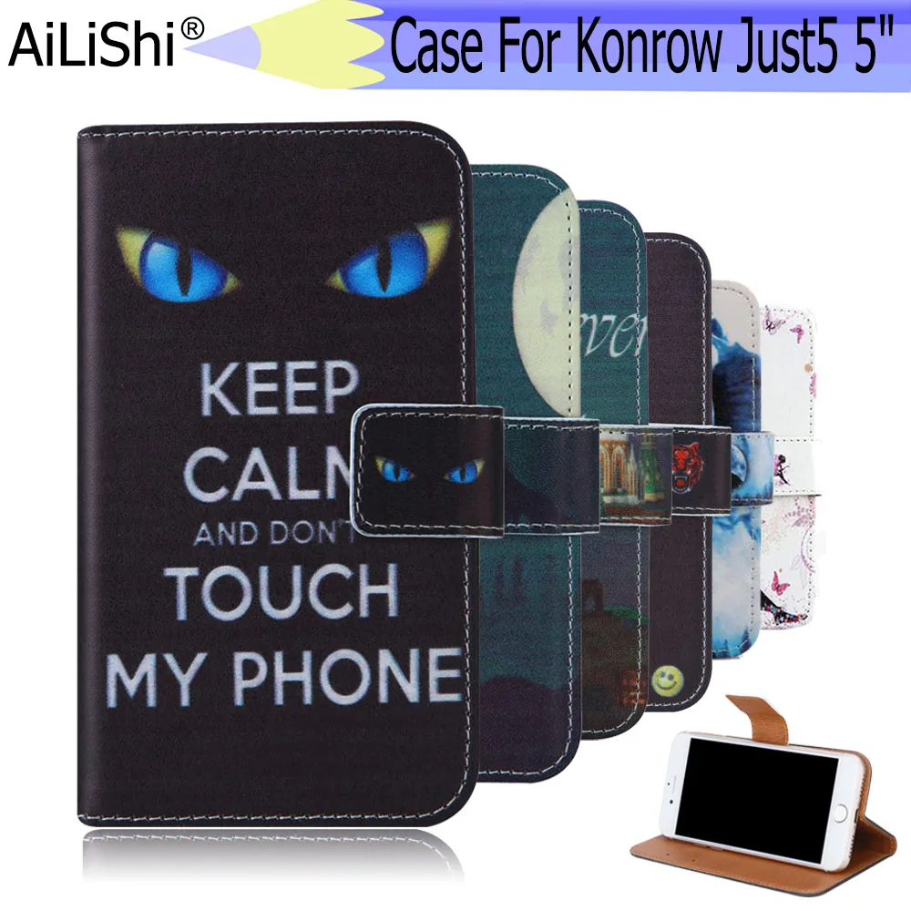 

AiLiShi For Konrow Just5 5" Case Exclusive Painted Phone Just5 5"Leather Case Flip Credit Card Holder Wallet 6 Colors