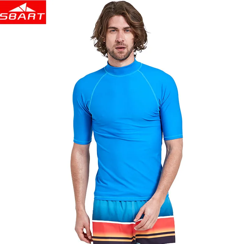 Muta da sub SBART Snorkeling uomo surf Rash Guards Top Lycra manica corta UPF50 + T-Shirt da sub per surf ad asciugatura rapida Plus 4XL