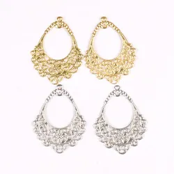 20Pcs gold and silver Filigree Flower Wraps Connectors Metal Crafts Decoration DIY Findings Connectors 41x31mm YKL0748