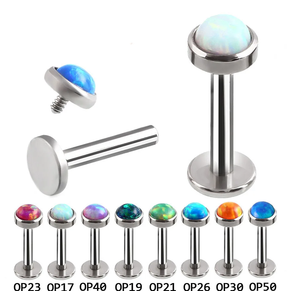 Hot Opal Lip Piercing Ear Jewelry G23 Titanium 9 Color Choice 20 Gauge 1.2x6x3/4/5mm Ball Piercing Labret labio Men Body Jewelry