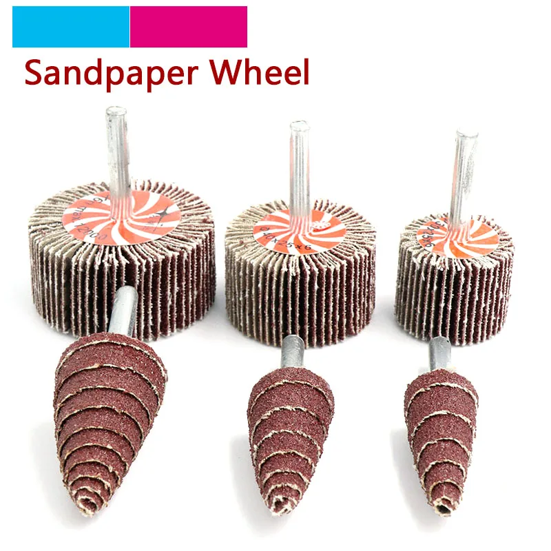 

1pc 6mm Shank Sandpaper Grinding Sanding Head Flap Polishing Wheel Discs Mandrel Grit 80 for Rotary Mini Drill Tools Accessories