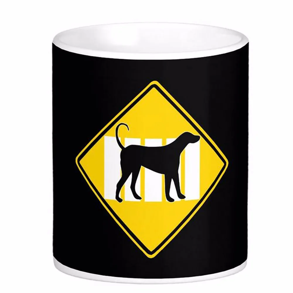 Dog Crossing Road Sign White Coffee Mugs Tea Mug Customize Gift By LVSURE Ceramic Mug Travel Coffee Mugs