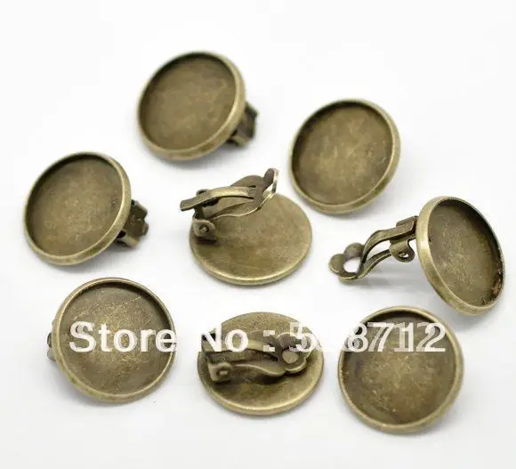 

Free shipping!!! 500pcs/lot Pad 16mm Bronze color Round Cabochon Settings Earring Clips,Earrings base,Earrings post