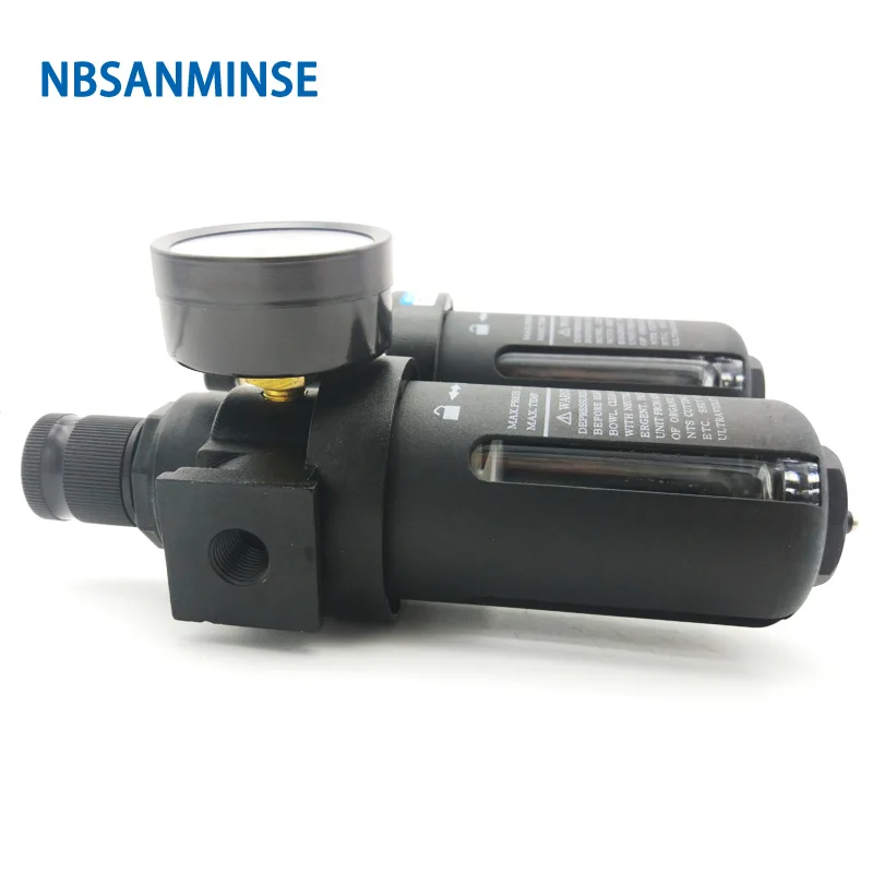 NBSANMINSE SFC200 1/4 3/8 1/2 Two Units Air Filter Regulator Lubricator Combinations Oil Water Air Separate FRL Units