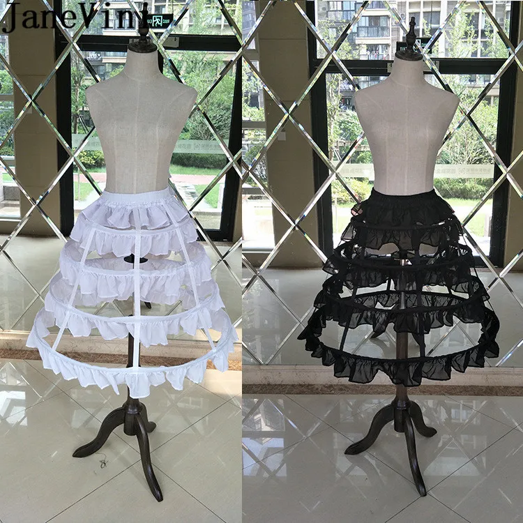 

JaneVini Lolita Underskirt Petticoats Bridal 4 Hoops Crinoline Birdcage Petticoat Ruffles Wedding Jupon Rockabilly Accessories