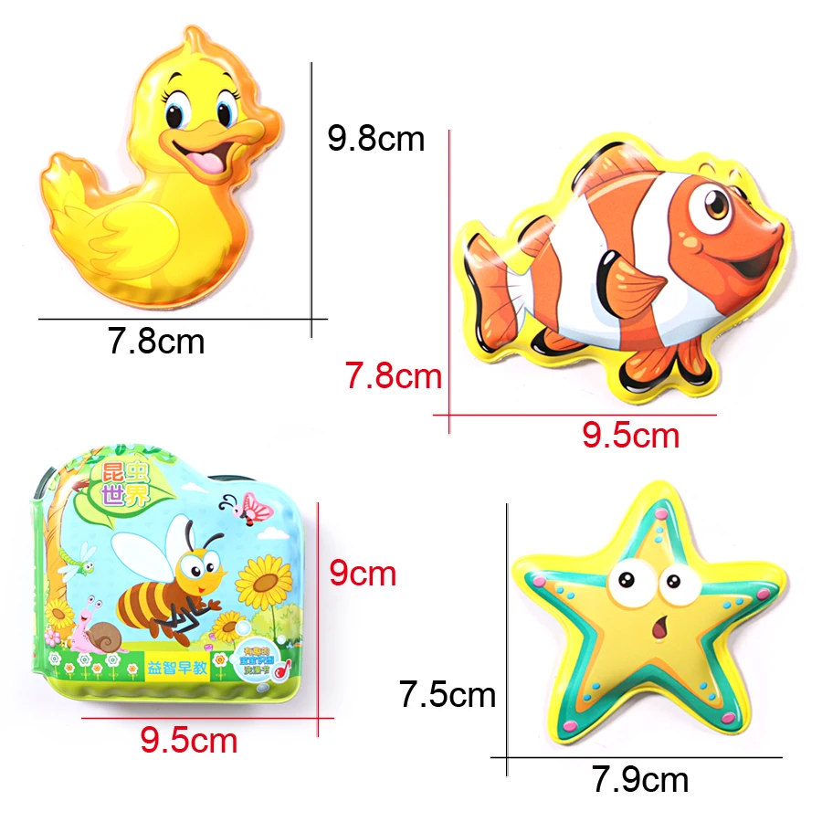 Baby Toy Swimming Bathroom 6Pcs Mini Toys For Kid,Early Learning Animal Insect Waterproof Books Educational Toys For Babies