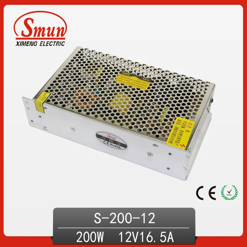 200W 12V 16.5A Single Output AC/DC Switching Mode Power Supply S-200-12