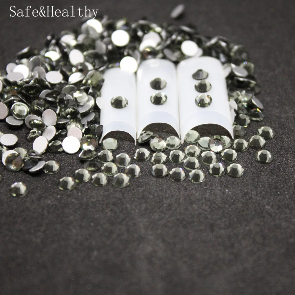 1440 pcs/Pack SS16-SS20 Black Diamond Nail Art Decorations Rhinestones For 3d Charm Glass Flatback Non Hotfix DIY Nails