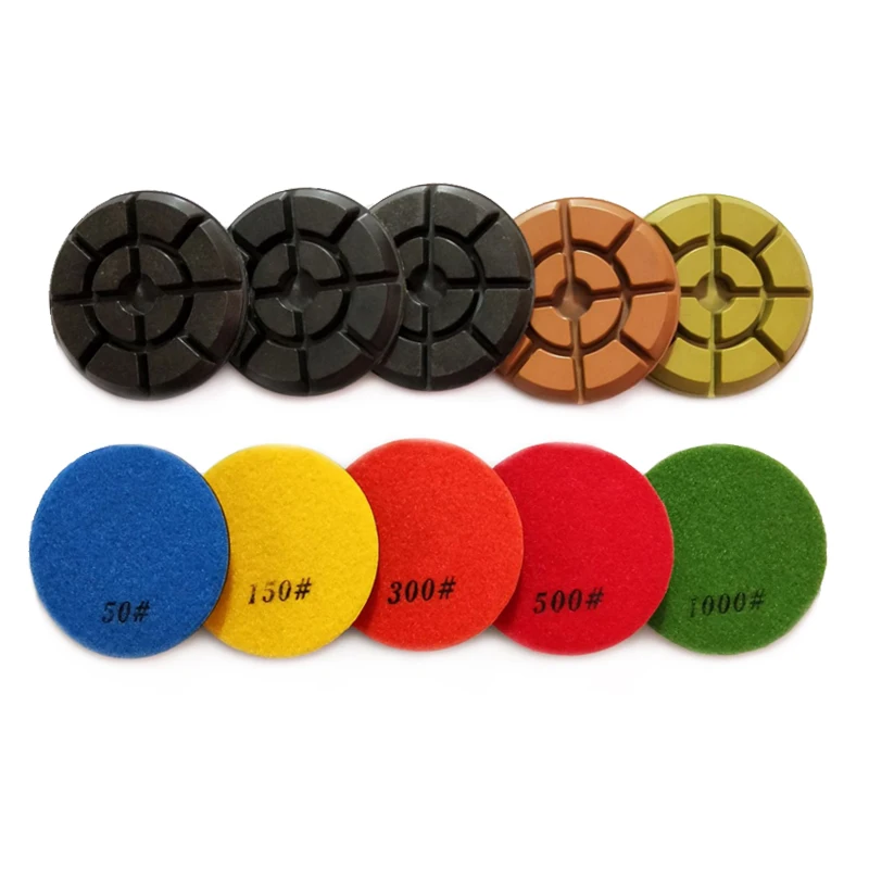 RIJILEI 7-teiliges Set 4-Zoll-Nasspolierpads 100mm Betonboden-Polierpads Terrazzo Keramik-Restaurierung Schleifscheibe HF10 – Detail 1