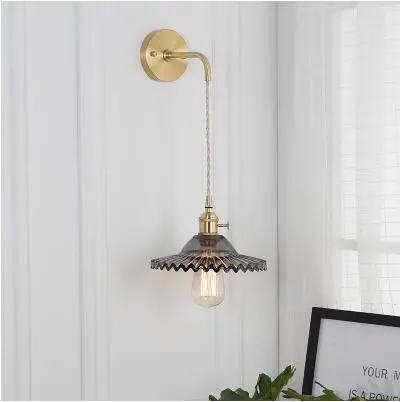 

IWHD Copper Nordic LED Wall Lamp Wandlamp Fixtures Home Lighting With Glass Lampshade Wall Light Living Room Bedside Sconce