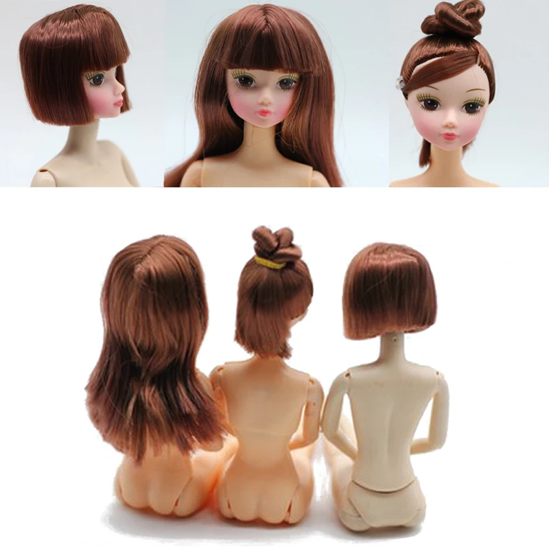 Nuovo 1pc Testa di Bambola Con I Capelli Lunghi Capelli Corti Ragazze Bambola Fai Da Te Accessori Per La Bambola BJD Giocattoli Del Bambino