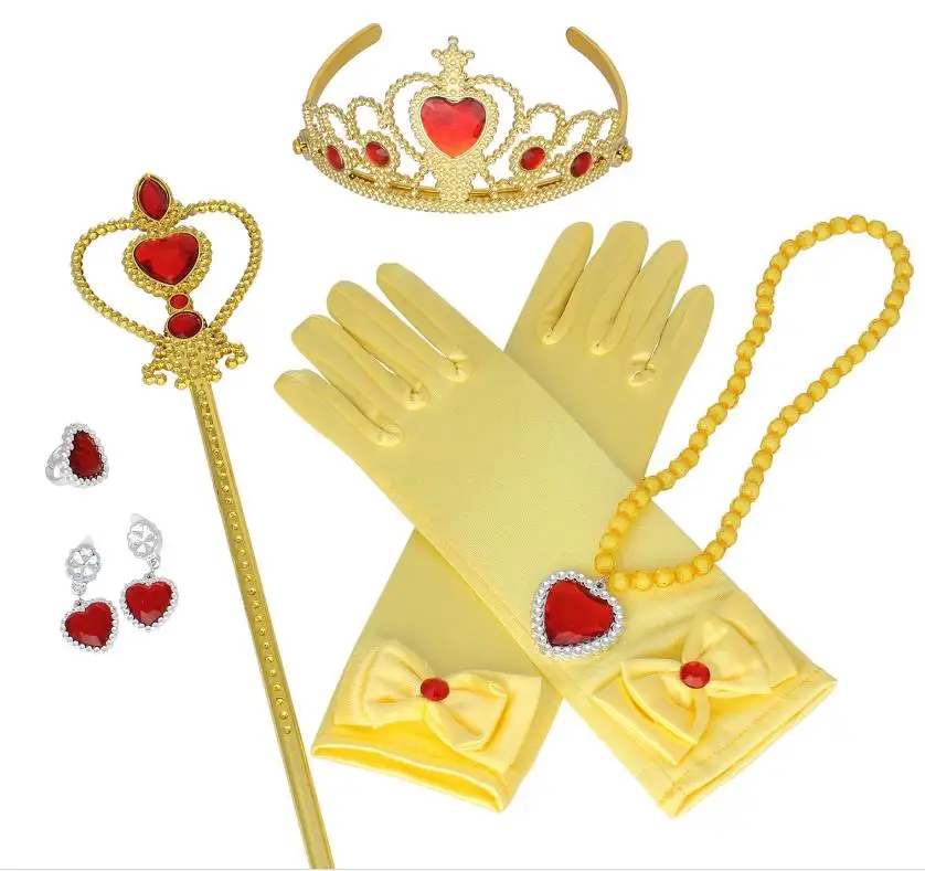 Party Favors Princess Girls Dress up Party Accessory Gift Set Gloves Wand Tiara Necklace Ring Earrings Adventure Cosplay Props