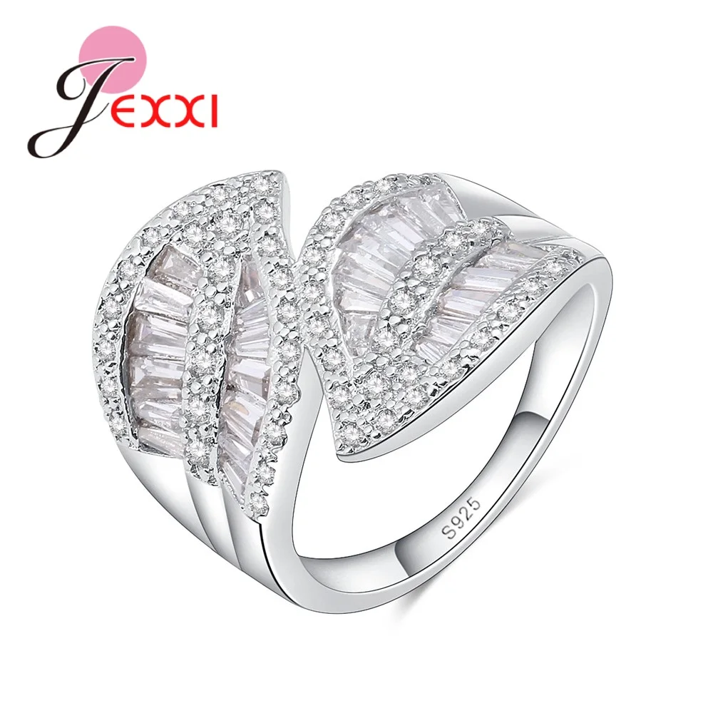 Shiny AAA CZ Crystal 925 Sterling Silver  Brand Ring Zircon Woman Wedding Engagement Finger Rings for Christmas Gift