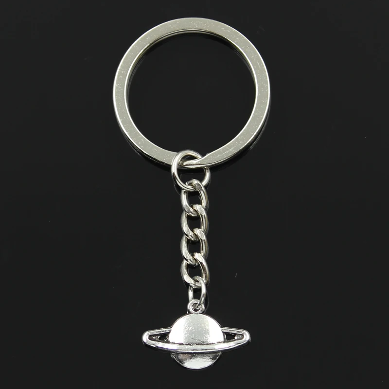 Fashion 30mm Key Ring Metal Key Chain Keychain Jewelry Antique Silver Color Plated Saturn Planet Spark 20x13mm Pendant