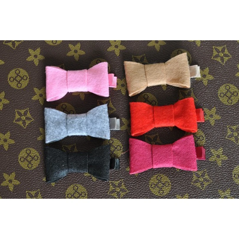 

50pcs/lot 2inch 6colors HairClip Lovely Felt Bow Ribbon Hair Clip Fashion Solid Fabric Hair Bows For Kids Girls Hair Accessories