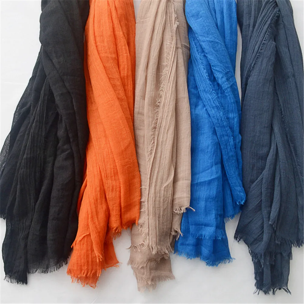 Women Fashion Big Size Fringe Cotton Viscose Scarf Lady Plain Shawls and Wraps Pashmina Stole Female Kerchief Muslim Hijab Caps