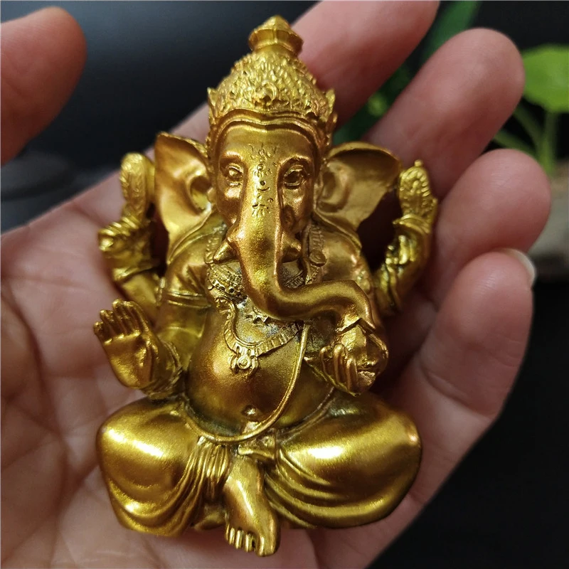 Ganesha Buddha Statue House Garden Decoration Indian Gold Elephant God Ganesh Sculpture Figurines Home Decor Buddha Statues