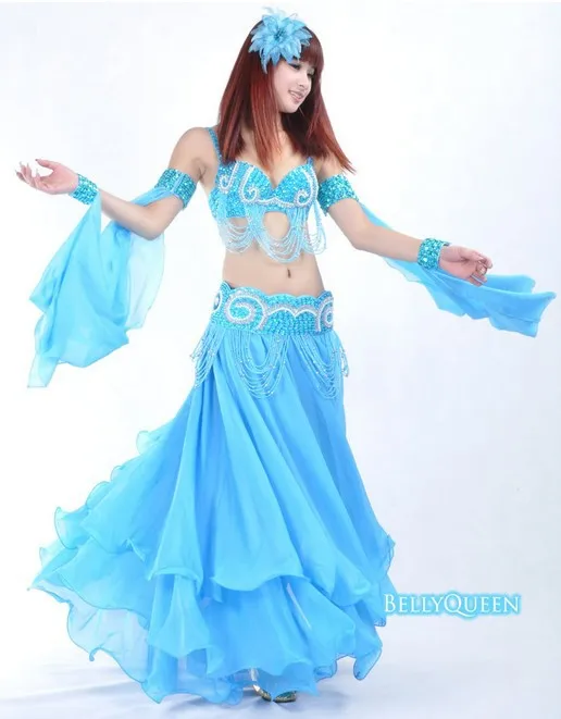 1 piece chiffon Shining Satin Long Skirt Swing Skirt dancing dress Belly Dance Costume 14 colors