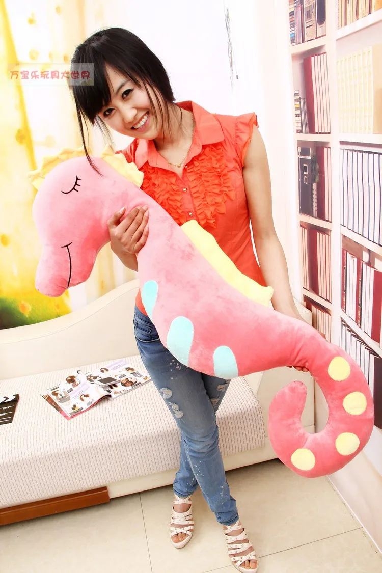 lovely plush pink sea horse toy the cartoon sea horse soft big stuffed toy about 140cm