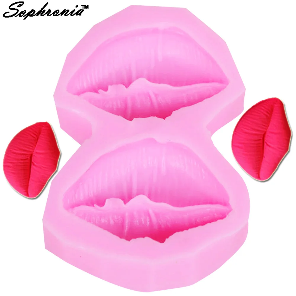 Sophronia M186 2-Hole Lip Mouth Shape Silicone Mold Fondant Decoration Chocolate Candy Sugarcraft Pudding Moulds Cake Tools