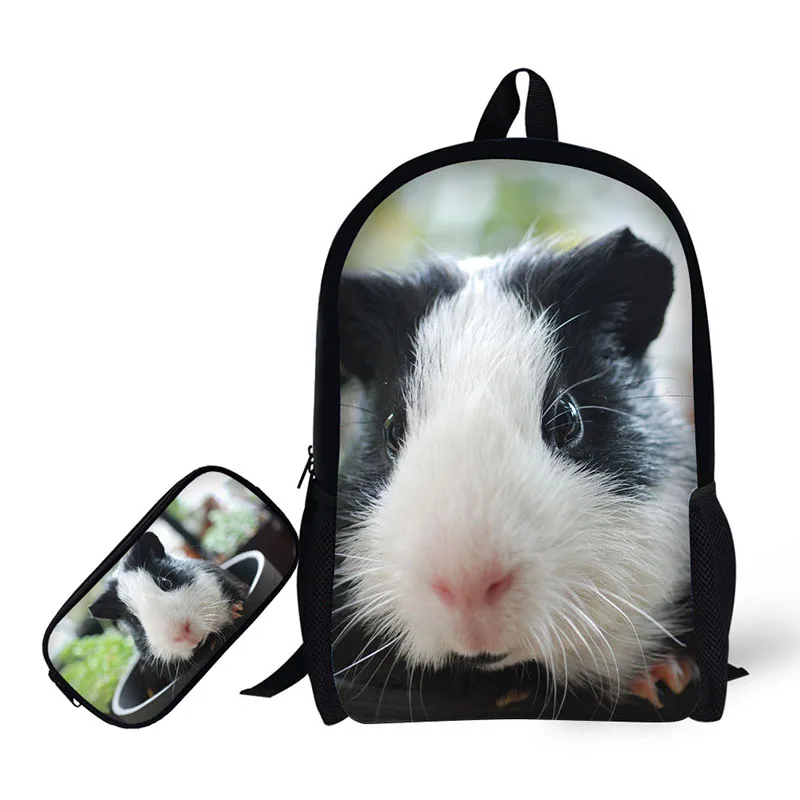 

cute Guinea pig print School Bags 2 PCS/ Set Backpack with Pencil Case For Teenager Boys Men Casual Travel Shoulders Bag