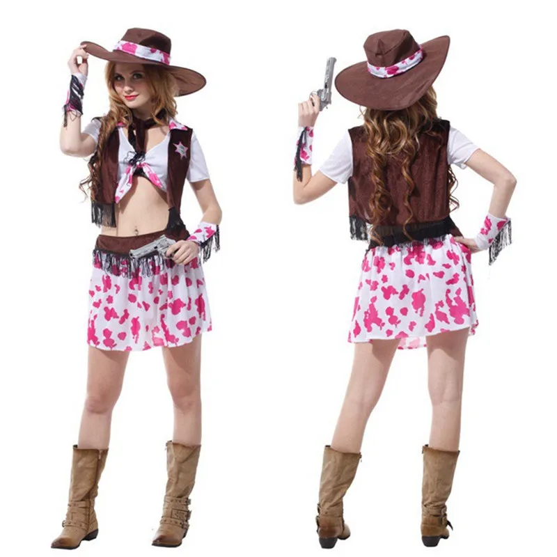 Female Warrior Cosplay Woman Halloween Cowboy Costumes Carnival Purim Parade Stage Show Nightclub Bar Role Play Party Dress