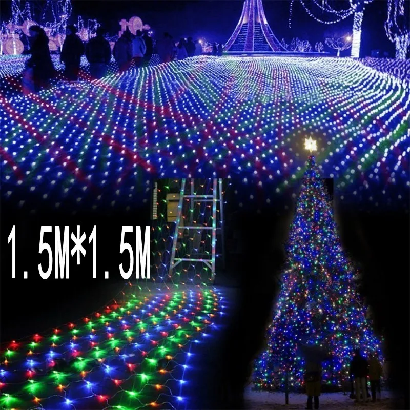 Led Net Mesh String Light Home Garden Wall  Decorate 1.5x1.5M Fairy Starry Wedding Party Garland Lamp