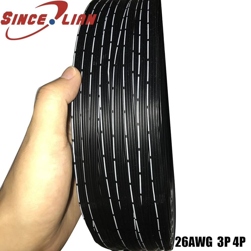 100 Meters 3P 4P Silicone Line 26awg Wire Super Soft Cable High Temperature Parallel Cable Black White Copper Wire flexible Line