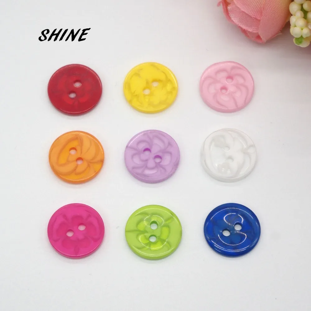 SHINE Resin Sewing Buttons Scrapbooking Round Candy Color Mixed 2 Holes 14mm Dia. 50 PCs Costura Botones bottoni botoes