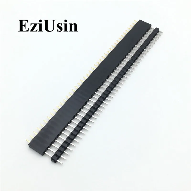 20pcs 10 pairs 40 Pin 1x40 Single Row Male and Female  2.54 Breakable Pin Header PCB JST Connector Strip for Arduino Black