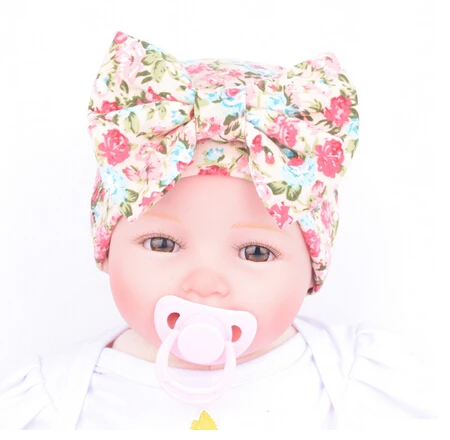 

Free Shipping!2016 New Hospital Newborn Baby Girl Beanie Hat With Flower Big Bowknot Newborn Knit Infant Caps Baby Toddler Hat