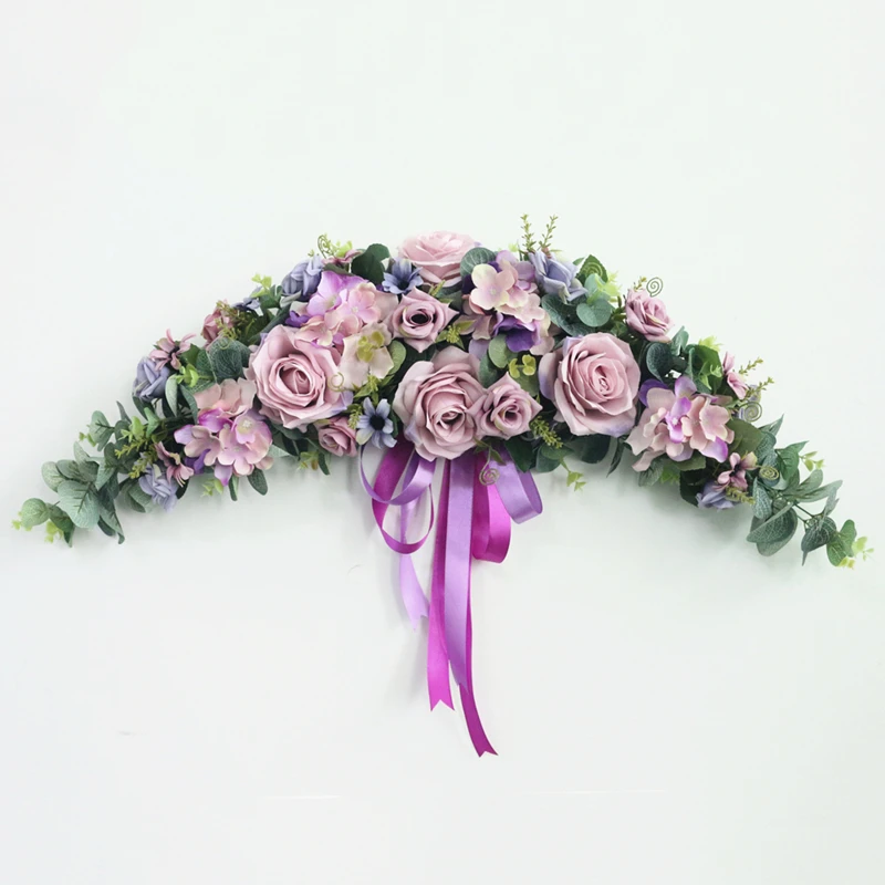 Artificial Wreath Threshold Flower Simulation Silk French Rose Floral Garland Wedding Party Decor Home Office Door Flores