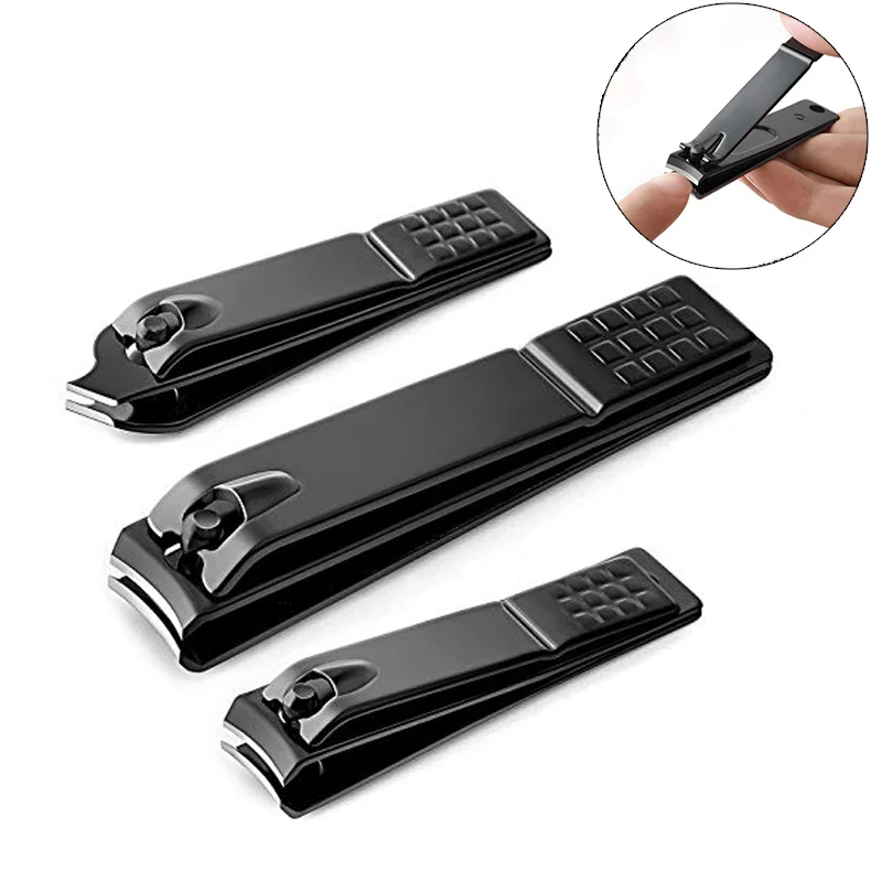 

3Pcs/set Nail Clippers Set Stainless Steel black Nail Cippers Slant Edge Toenail Clipper Cutter manicure tools Nail supplies