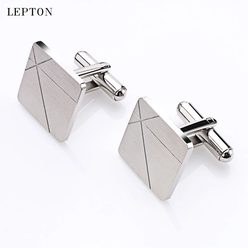 

Hot Silver color square brush cufflinks for mens shirt Cuffs suit clasp Clamp clip business wedding cufflinks Tie Clips&