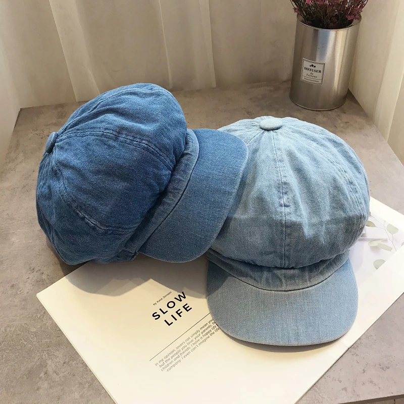 Octagonal Hat Women Korean All-match Casual Newspaper Boy Painter Lady Cap Autumn Winter Pure Color Fashion Female Caps H7303