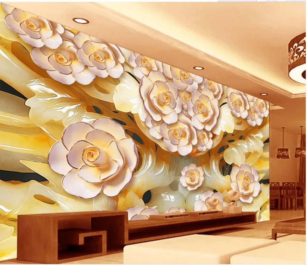 

Home Decoration classic wallpaper for walls Flower jade carving photo wallpaper for walls living 3d wallpaper