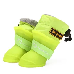 Dog Rain Boots for Small Medium Dogs Waterproof Dog Shoes Winter Warm Puppy Snow Boots Fleece Soft Silicon Adjustable Anti-Slip