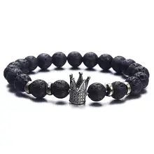 Lava Stone CZ Crown and Helmet Bracelet #3