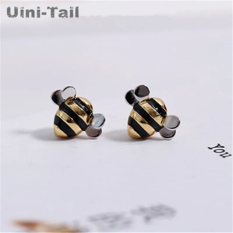 Uini-Tail hot new 925 Tibetan silver temperament bee earrings Korean fashion dynamic cute sweet earrings jewelry ED018